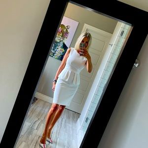 BCBGMAXAZARIA White Peplum Dress